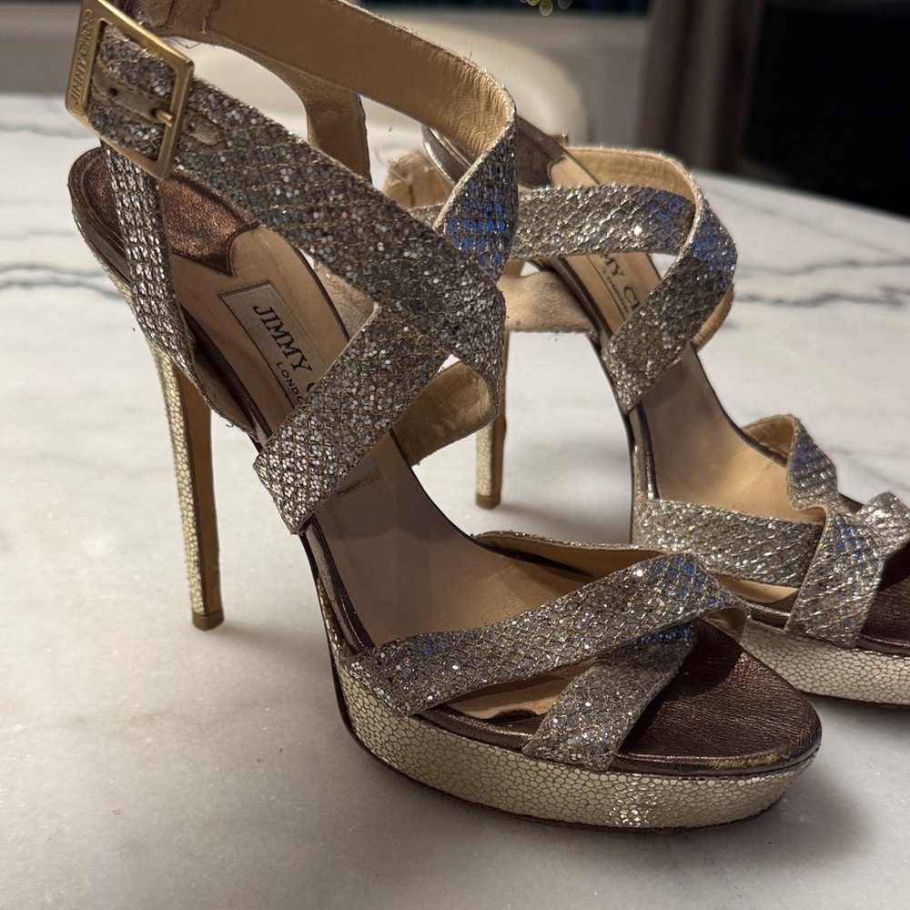 Jimmy Choo Silver and Gold Heels